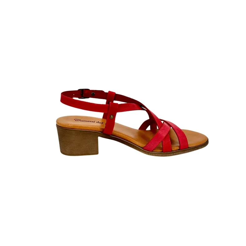 50 Heel Sandal In Red Leather