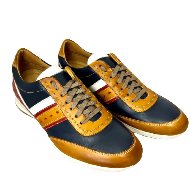 Albert 4 – Low Sneakers In Blue And Ocher Leather