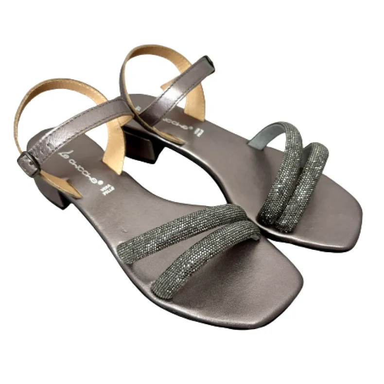 Anthracite Jewel Sandal In Leather
