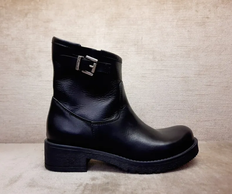 Asymmetrical Leather Ankle Boot