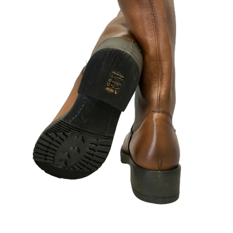 Asymmetrical Leather Boot With Heel