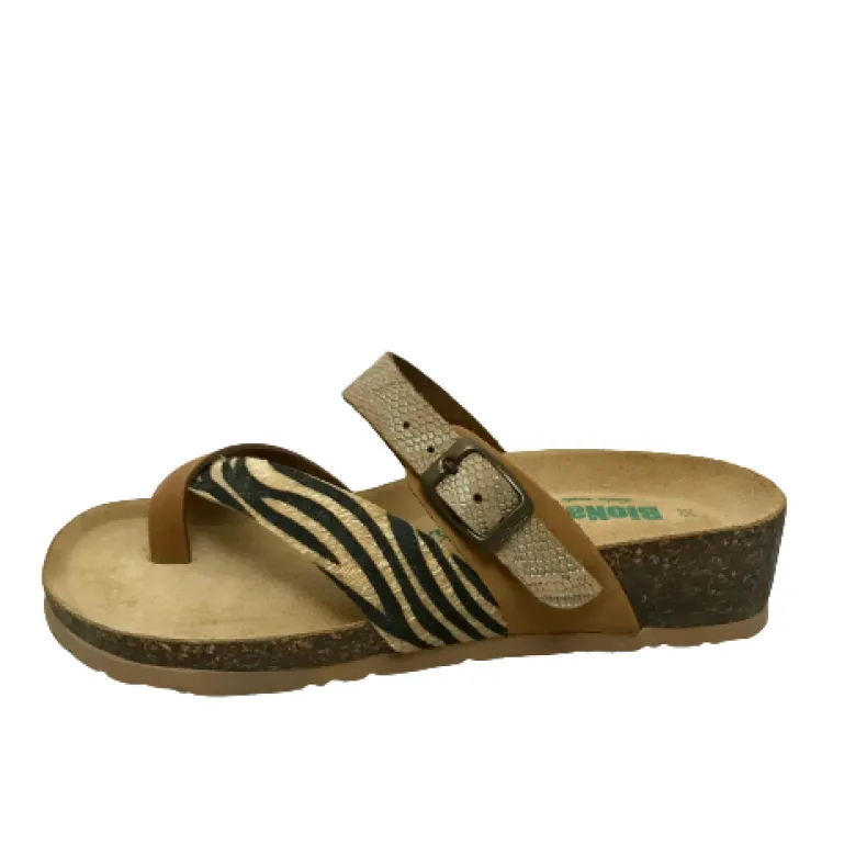 Bionatura Animal Print Leather Thong Slipper