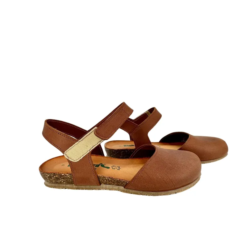 Bionatura Closed Toe Sandal In Brandy Leather