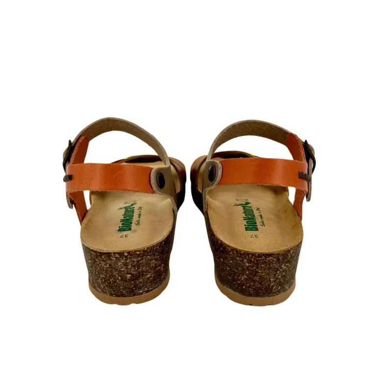 Bionatura Sandal In Ocher, Brown, Taupe And Orange Fregene Leather