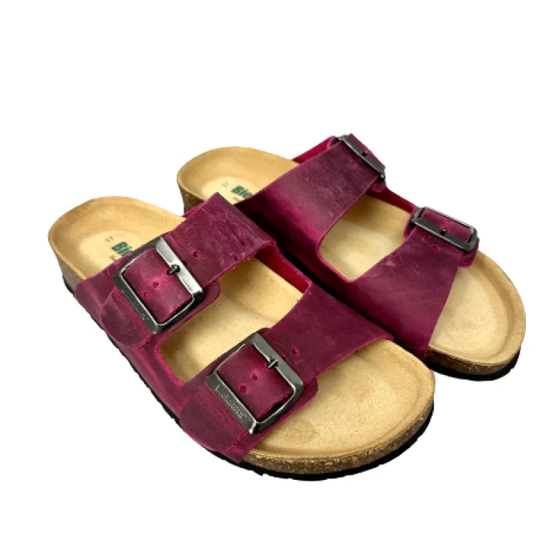 Bionatura Slipper In Vibram Magenta Oiled Leather