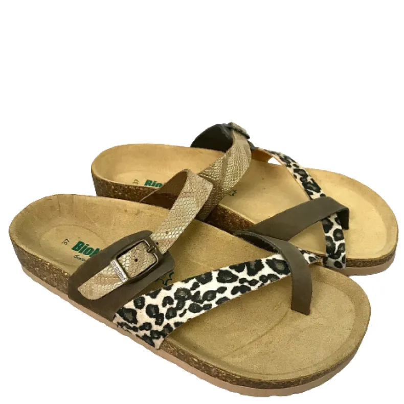Bionatura Thong Sandals In Low Animalier Leather