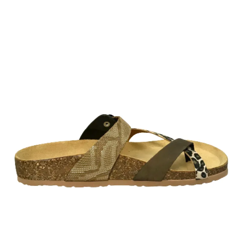 Bionatura Thong Sandals In Low Animalier Leather
