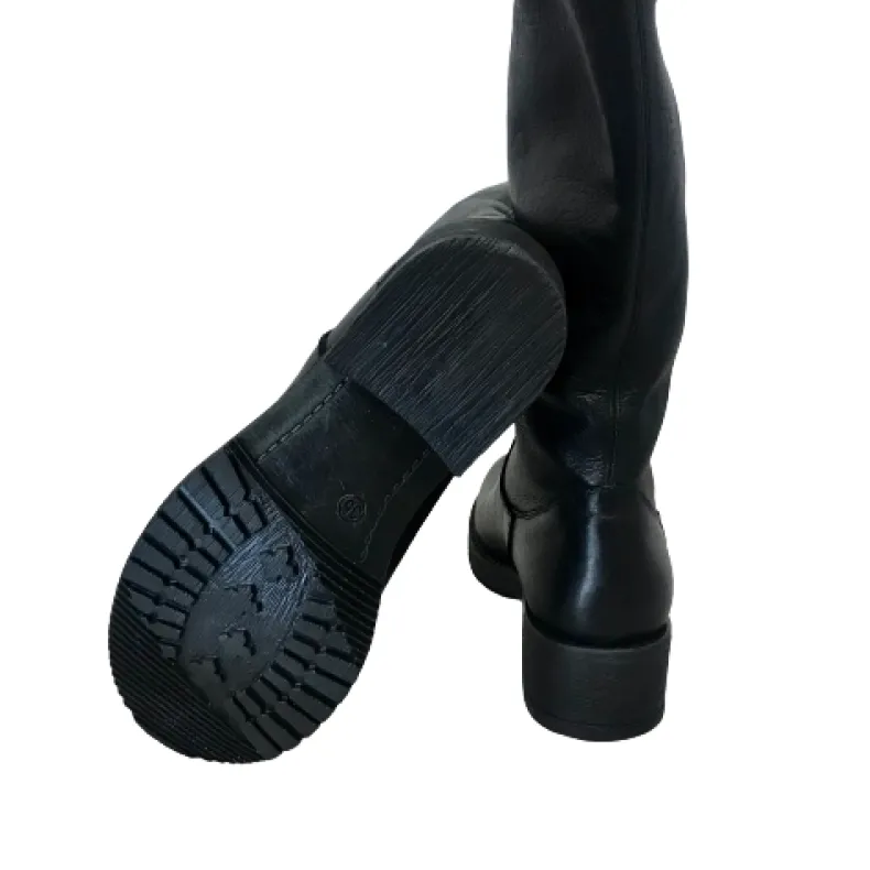 Black Asymmetrical Boot With Heel