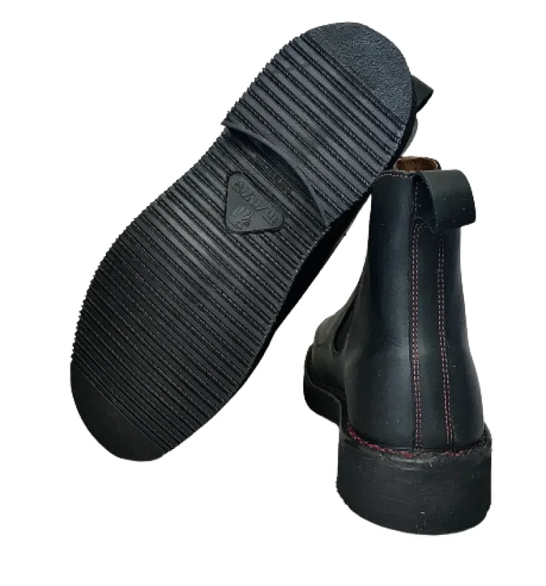 Black Handcrafted Beatles In Greased Leather