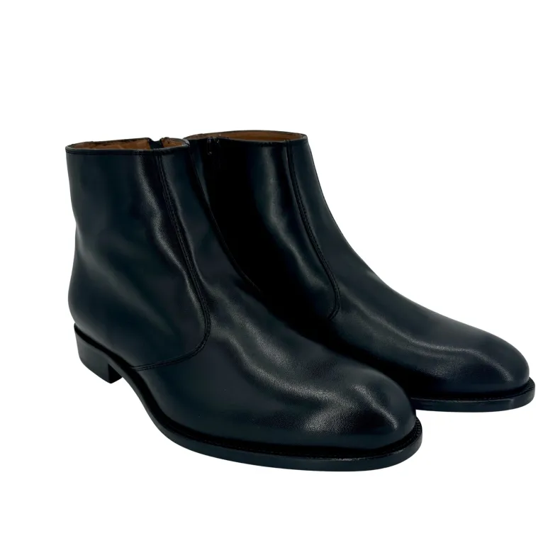 Black Handmade Ankle Boot With Zip