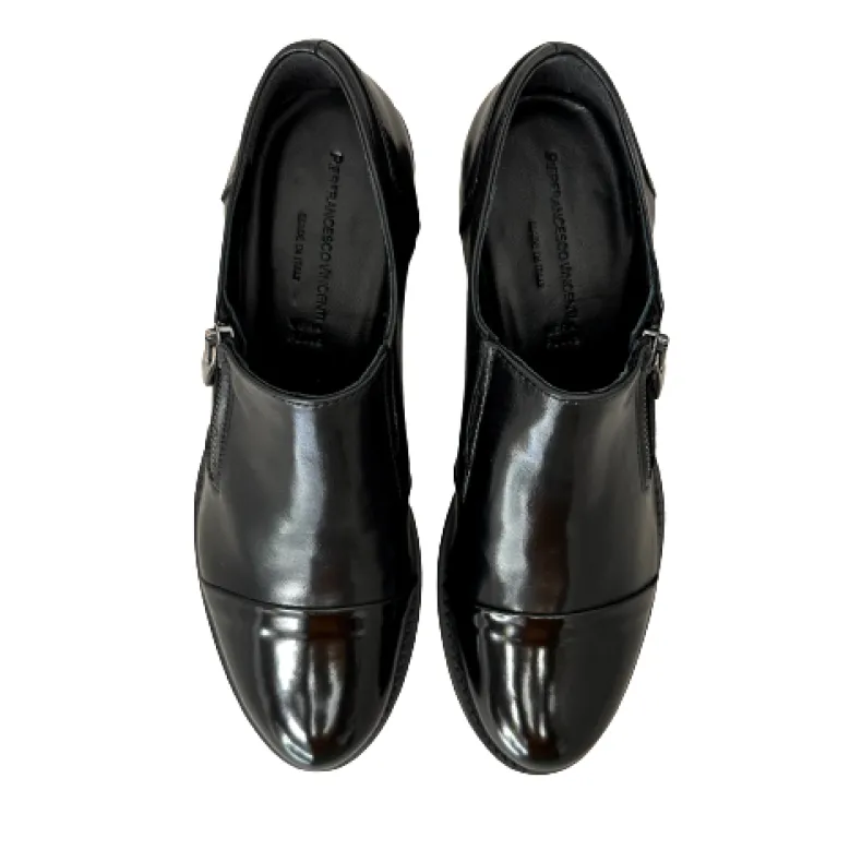 Black Leather Shoe With PFV Abraded Toe