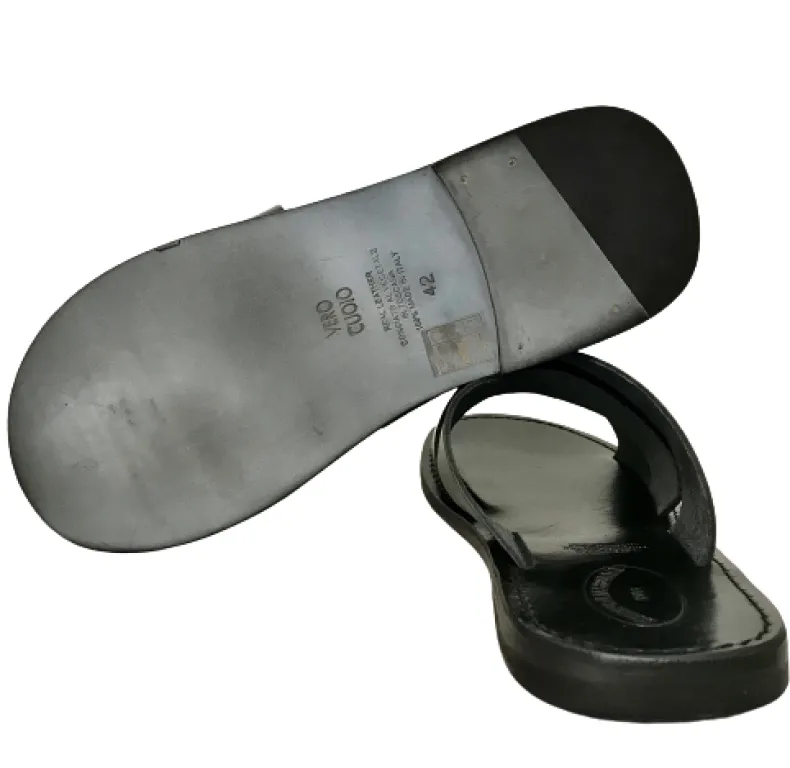 Black Leather Slipper Mod. 7046