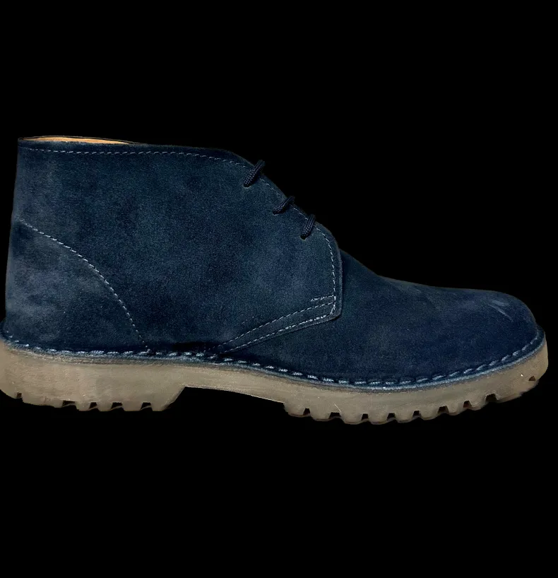 Blue Artisan Ankle Boot With Internal Leather Tank