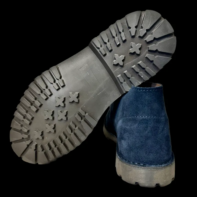 Blue Artisan Ankle Boot With Internal Leather Tank