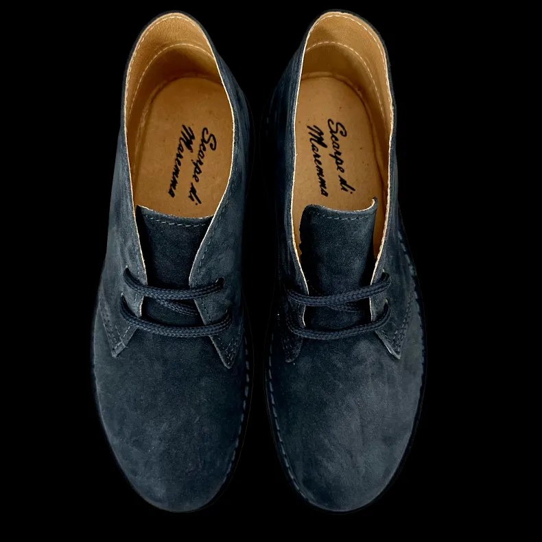 Blue Artisan Ankle Boot With Leather Interior