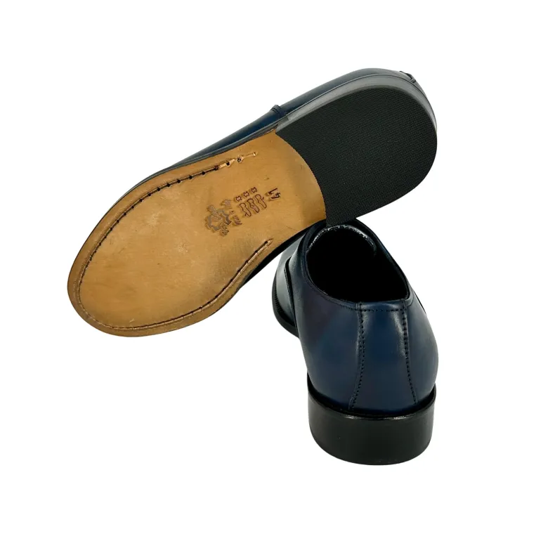 Blue Oxford Lace-up Shoes With Smooth Upper And Blake Construction