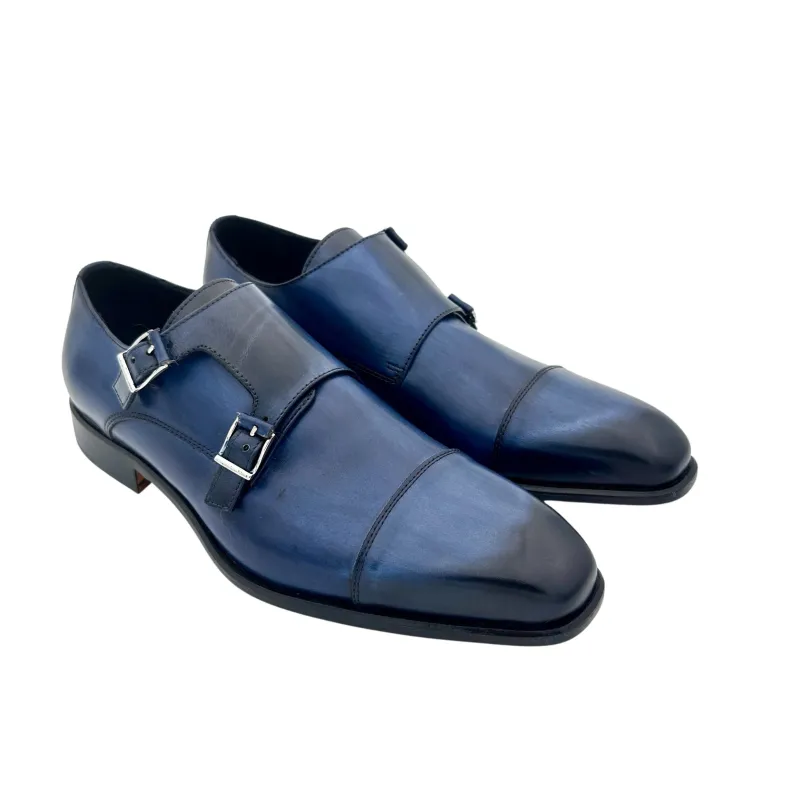 Blue Shaded Double Buckle Shoe