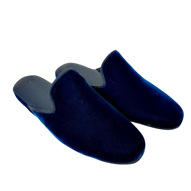 Blue Velvet Slipper / Bedside Rug With Personalized Initials