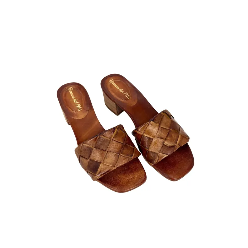 Brown Braided Dipped Leather Slipper