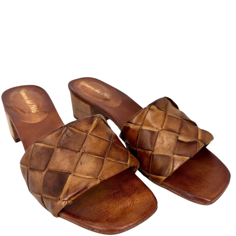 Brown Braided Dipped Leather Slipper