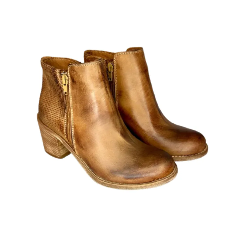 Brushed Leather Ankle Boot With Zip