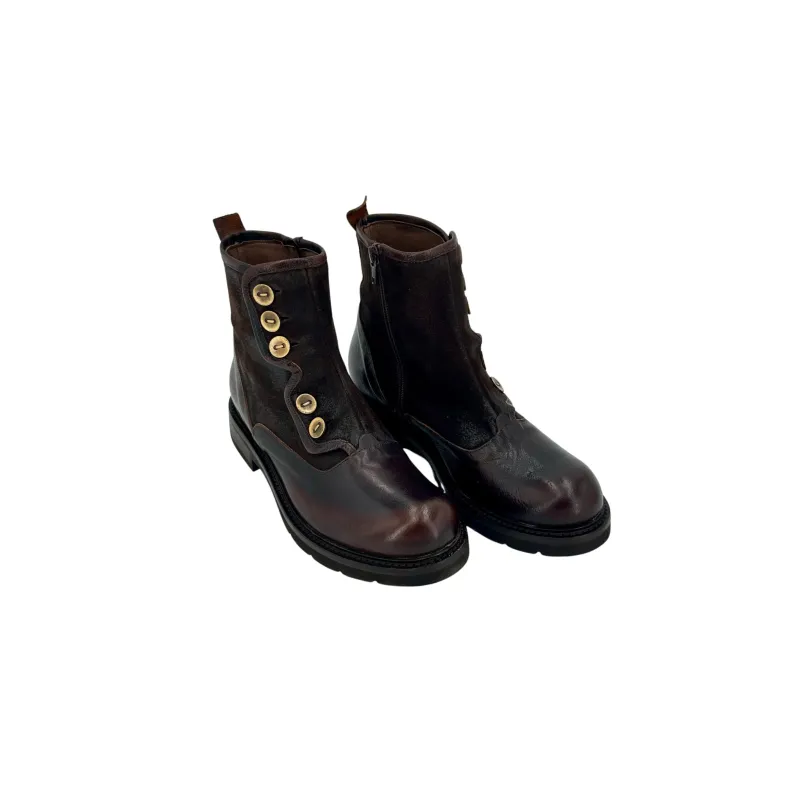 Camarri 1916 Dark Brown Leather And Suede Ankle Boot