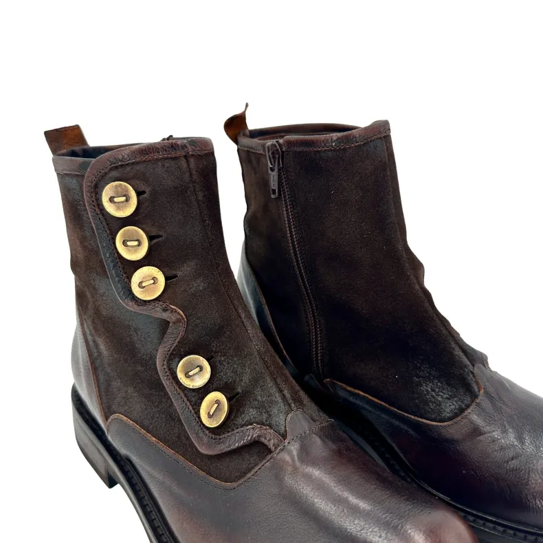 Camarri 1916 Dark Brown Leather And Suede Ankle Boot