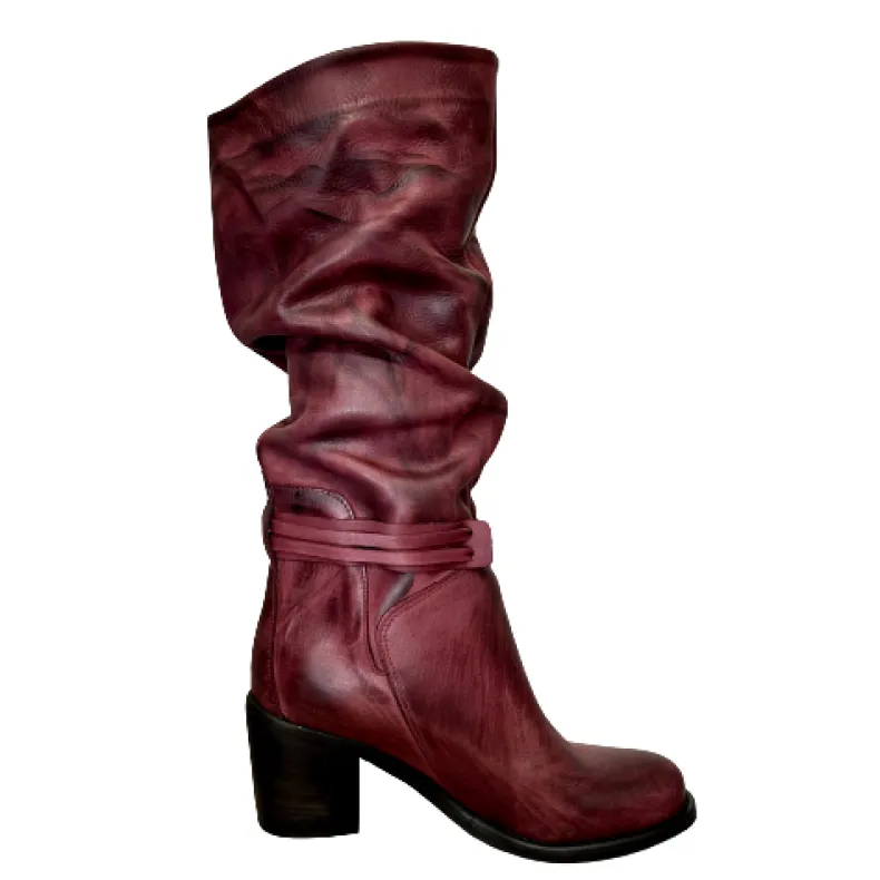 Crafted High Boot Curled Burgundy