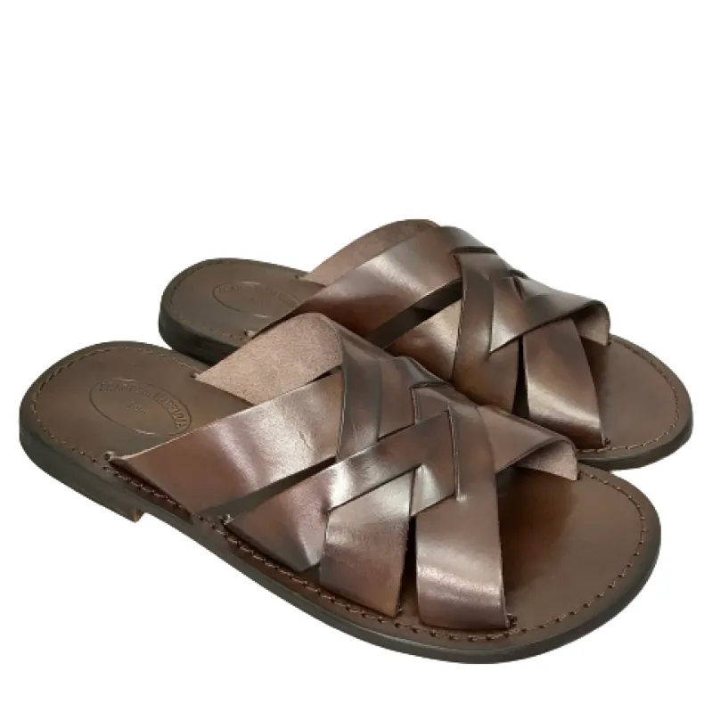 Dark Brown Leather Slipper Mod.7092