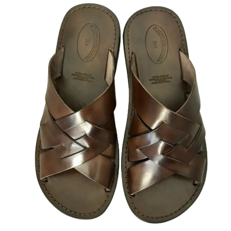 Dark Brown Leather Slipper Mod.7092