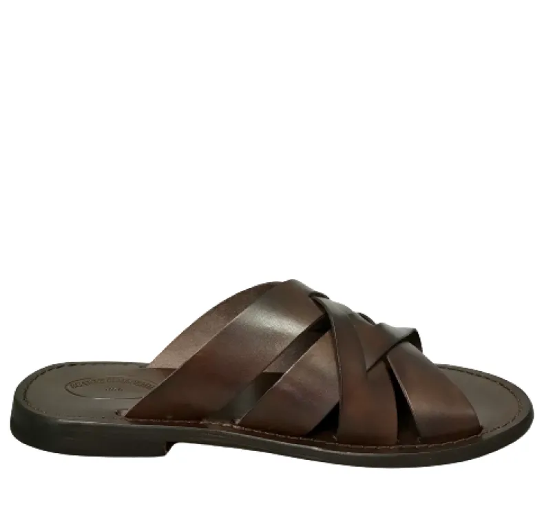 Dark Brown Leather Slipper Mod.7092