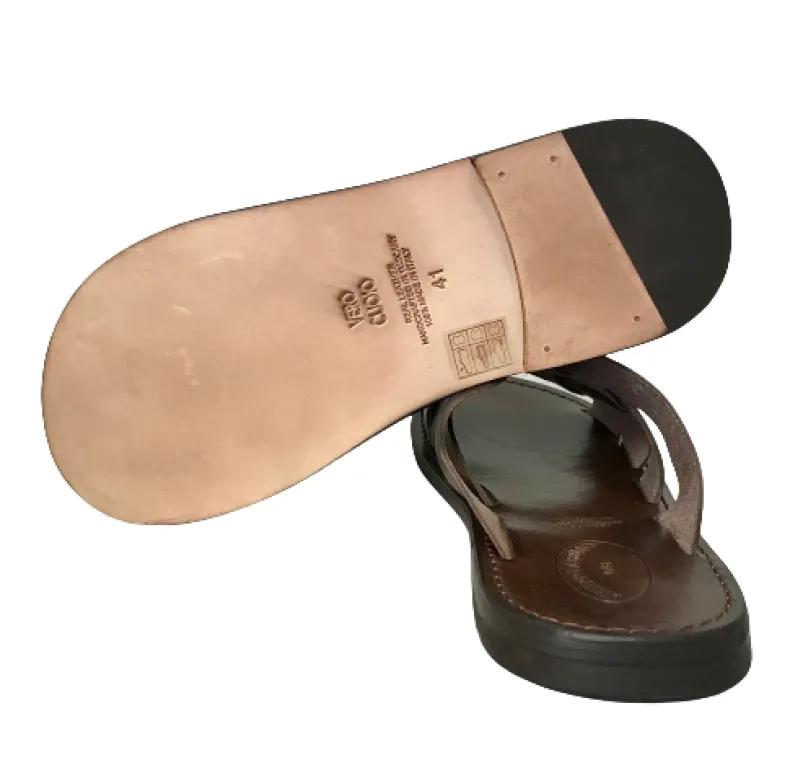 Dark Brown Leather Slipper Mod.7092