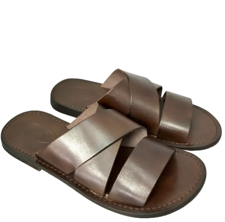 Dark Brown Leather Slipper Mod.7046