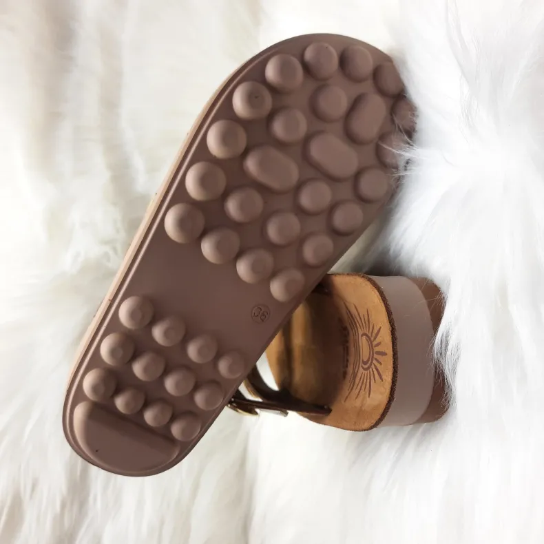 Double Buckle Slipper In Cognac Crocodile Leather