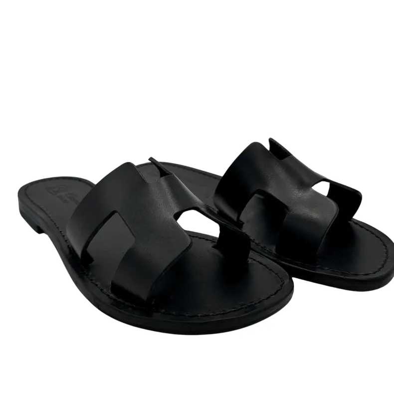 Elena – Black Leather Slipper Mod. Hermès