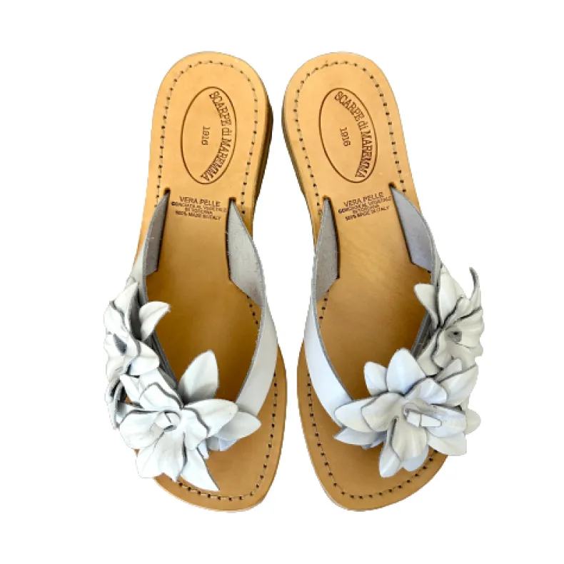 Fabiola – White Leather Flip Flop
