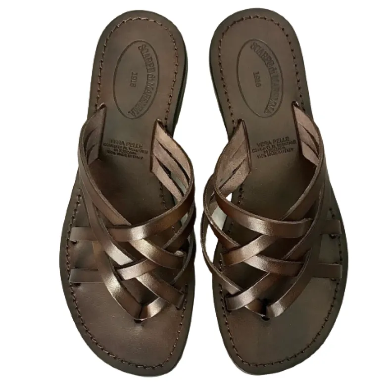 Flip-flop In Dark Brown Leather Mod. 4409