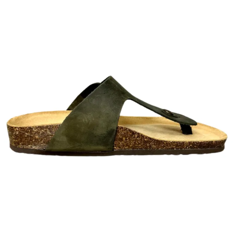 Flip-flop In Forest Green Bionatura Oiled Leather