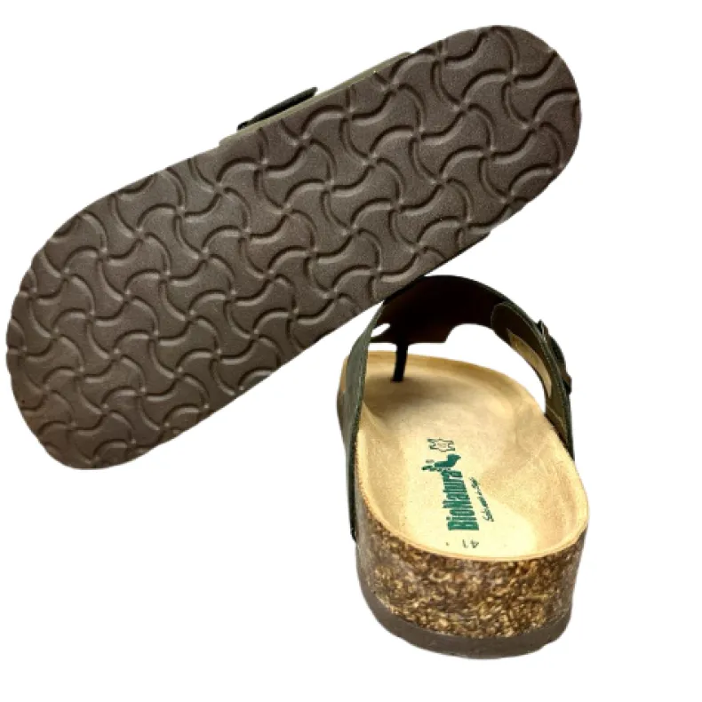 Flip-flop In Forest Green Bionatura Oiled Leather