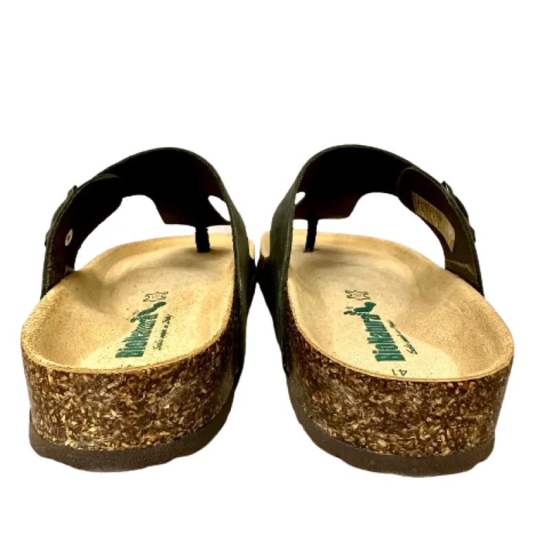 Flip-flop In Forest Green Bionatura Oiled Leather