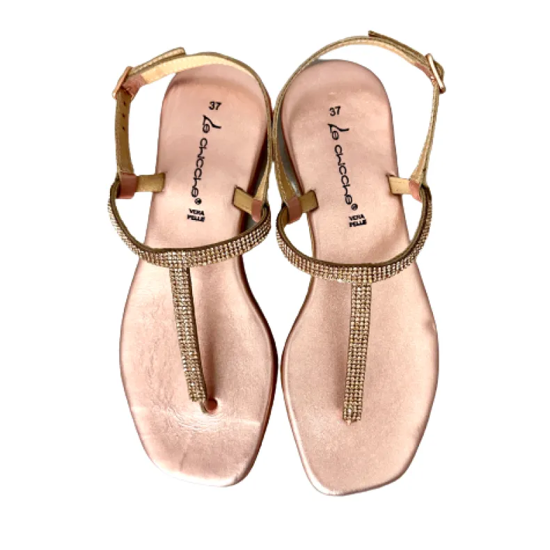 Flip-flop Jewel Sandal In Laminated Pink Leather