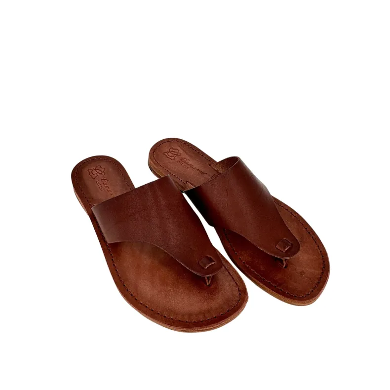 Flip-flops In Matt Dark Brown Leather Mod. 6631