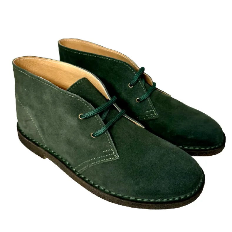 Green Handmade Ankle Boot With Leather Interior