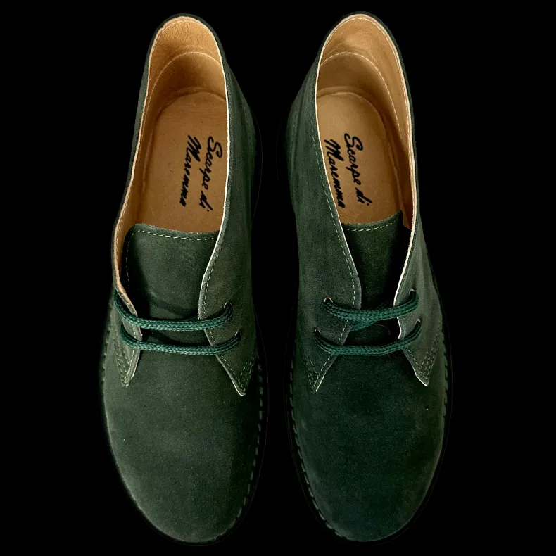 Green Handmade Ankle Boot With Leather Interior