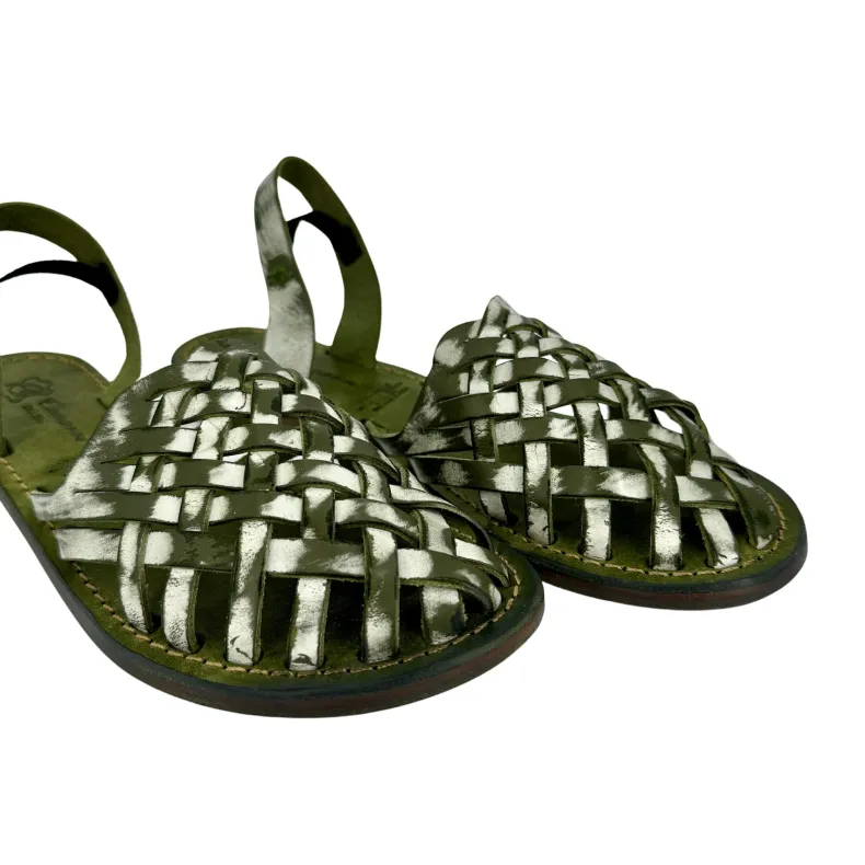Green Woven Leather Sandal Mod. Ibiza