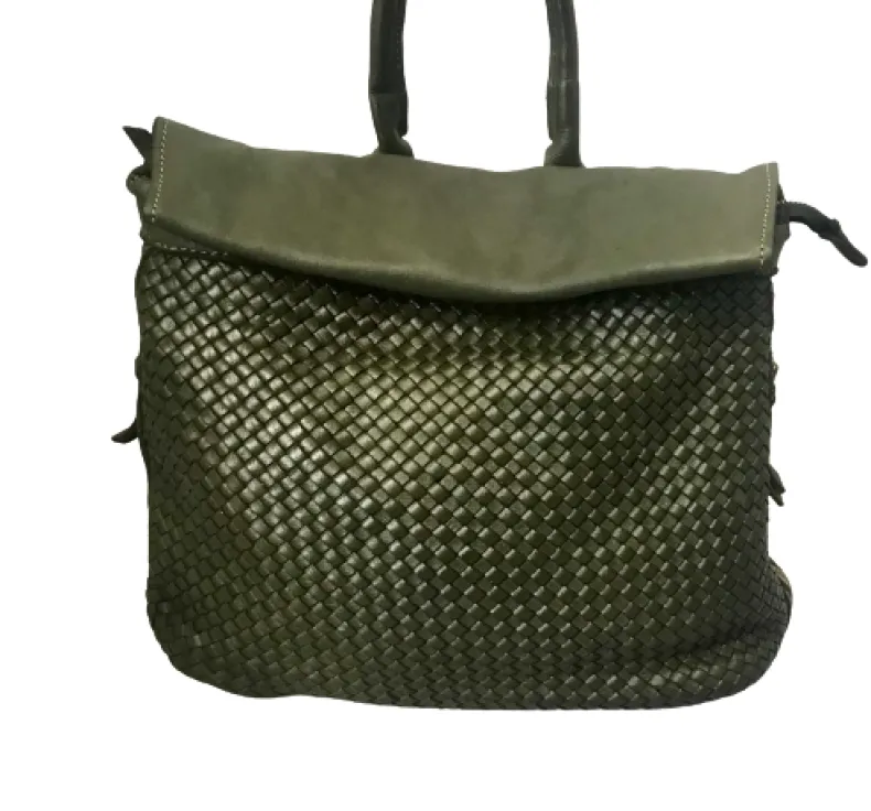 Handcrafted Backpack In Woven Leather