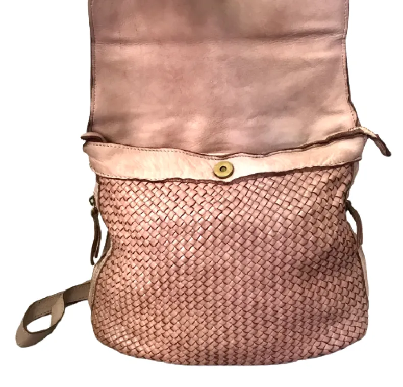 Handcrafted Backpack In Woven Leather