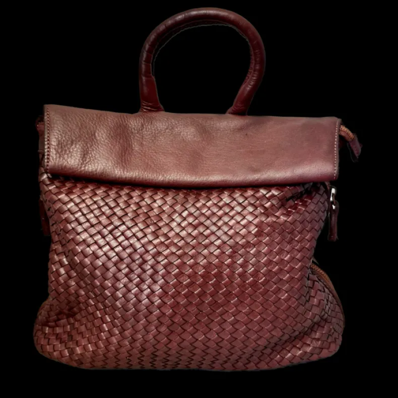 Handcrafted Backpack In Woven Leather