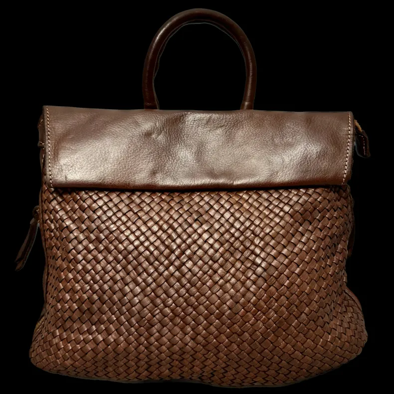 Handcrafted Backpack In Woven Leather