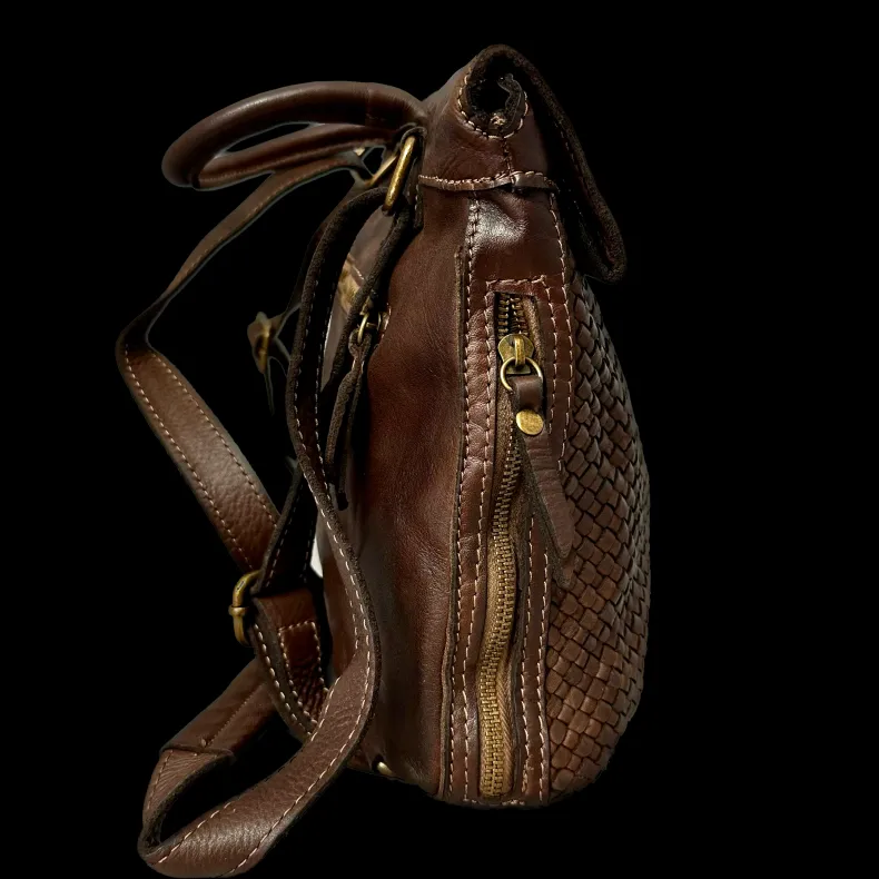 Handcrafted Backpack In Woven Leather
